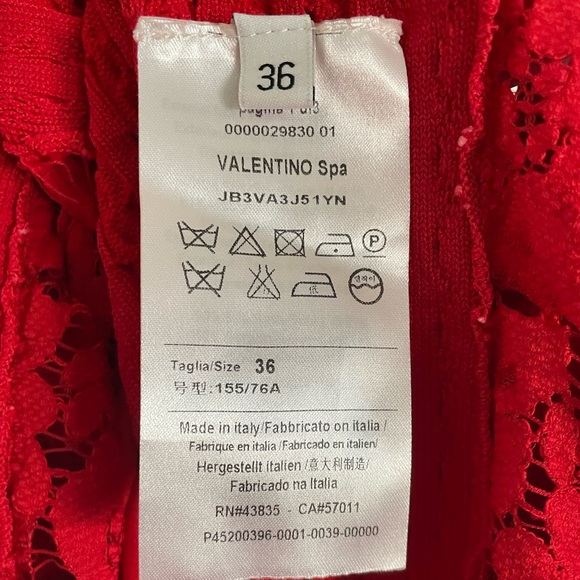 Valentino Red Lace Trimmed Knit Dress Size 36 - Picture 5 of 8